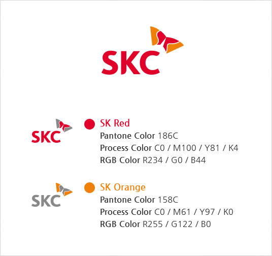 SK Red Pantone Color 186C, Process Color C0 / M100 / Y81 / K4 , RGB Color R234 / G0 / B44, SK Orange Pantone Color 158C, Process Color C0 / M61 / Y97 / K0,RGB Color R255 / G122 / B0